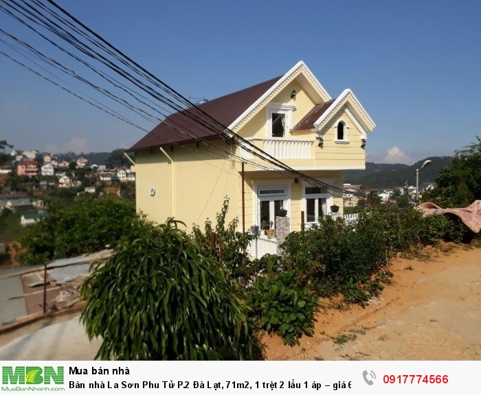 Bán nhà La Sơn Phu Tử P.2 Đà Lạt, 71m2, 1 trệt 2 lầu 1 áp