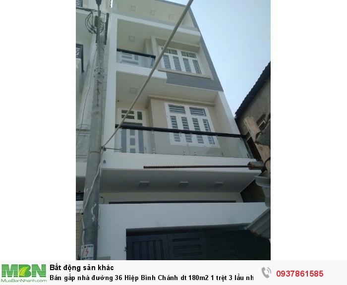Bán gấp nhà đường 36 Hiệp Bình Chánh dt 180m2 1 trệt 3 lầu nhà mới xây ngân hàng hỗ trợ vay cao