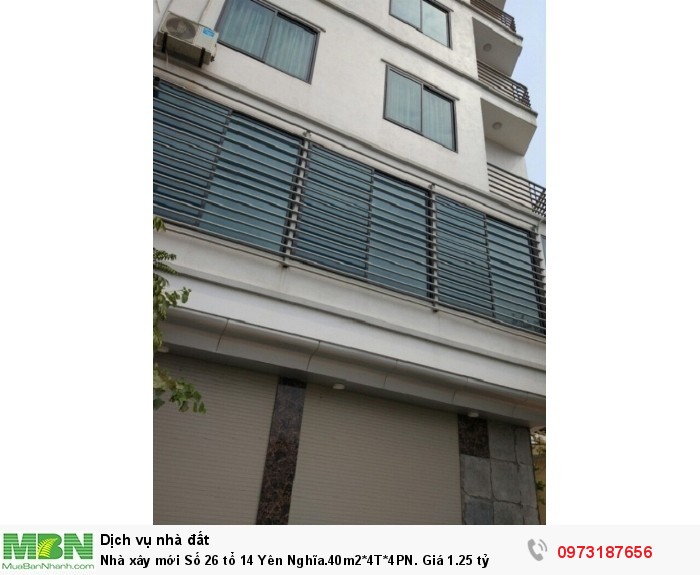 Nhà xây mới Số 26 tổ 14 Yên Nghĩa.40m2*4T*4PN