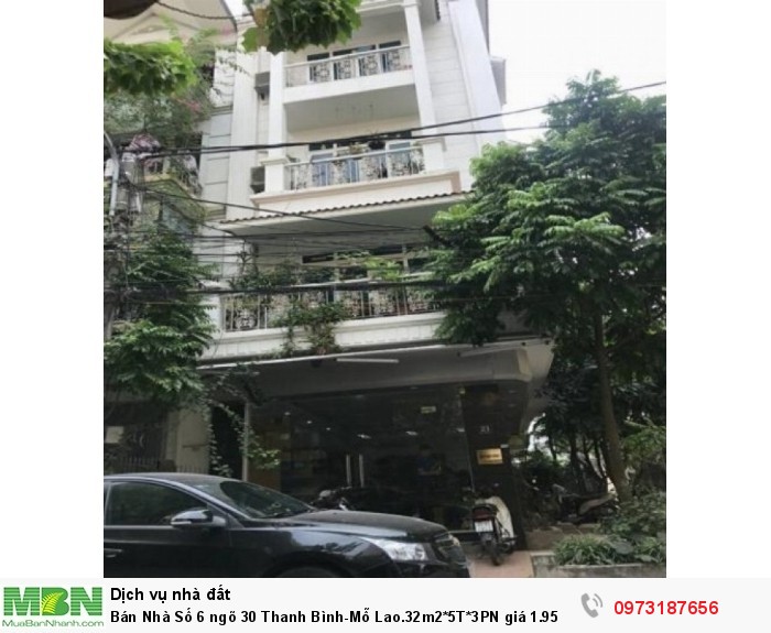 Bán Nhà Số 6 ngõ 30 Thanh Bình-Mỗ Lao.32m2*5T*3PN