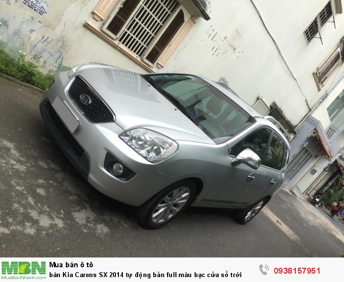 Bán Kia Carens SX 2014 tự động bản full màu bạc cửa sổ trời