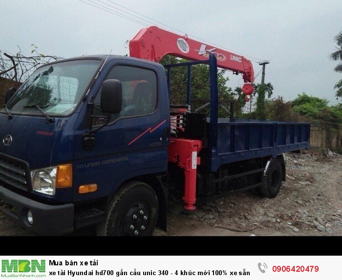Xe tải Hyundai hd700 gắn cẩu unic 340 - 4 khúc mới 100% xe sẵn giao ngay