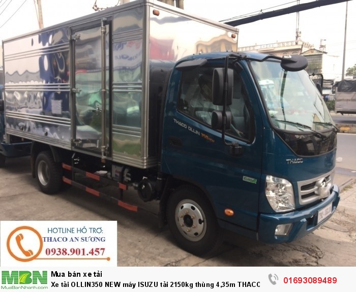 Xe tải OLLIN350 NEW máy ISUZU tải 2150kg thùng 4,35m THACO AN SƯƠNG mới 100% giao ngay
