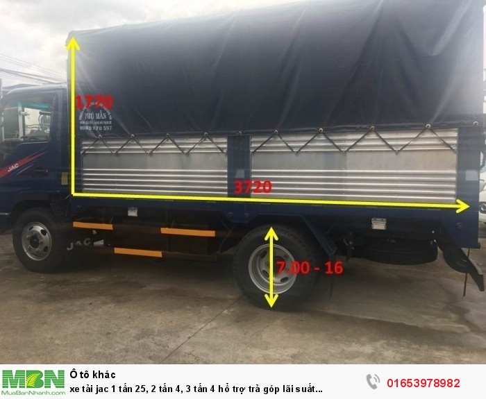 Xe tải Jac 1 tấn 25, 2 tấn 4, 3 tấn 4 hổ trợ trả góp lãi suất thấp