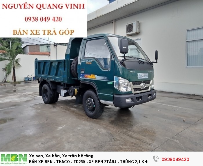 Xe ben Thaco Forland FD250 – Tải trọng 2tấn4 – Thùng 2khối1