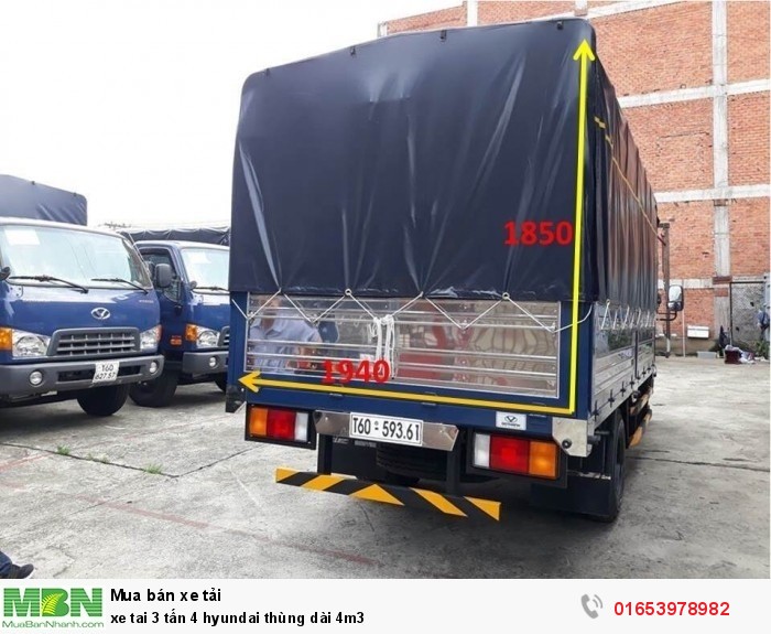 Xe tải 3 tấn 4 Hyundai thùng dài 4m3