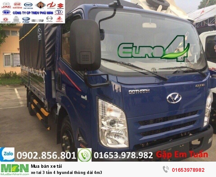 Xe tải 3 tấn 4 Hyundai thùng dài 4m3