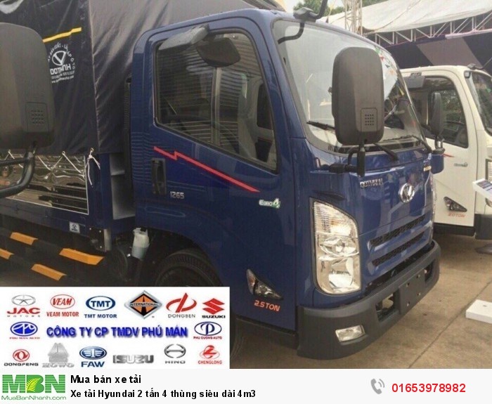 Xe tải Hyundai 2 tấn 4 thùng siêu dài 4m3