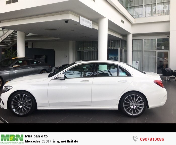 Mercedes C300 trắng, nội thất đỏ giao xe nhanh tại TP HCM