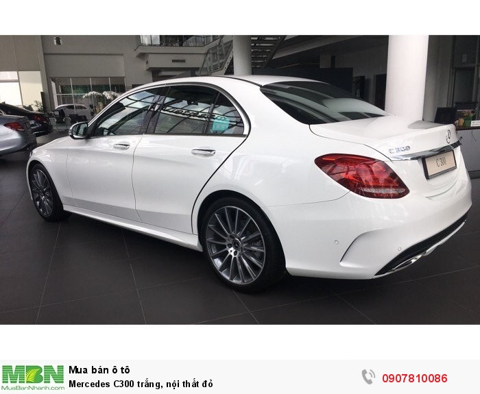 Mercedes C300 trắng, nội thất đỏ giao xe nhanh tại TP HCM