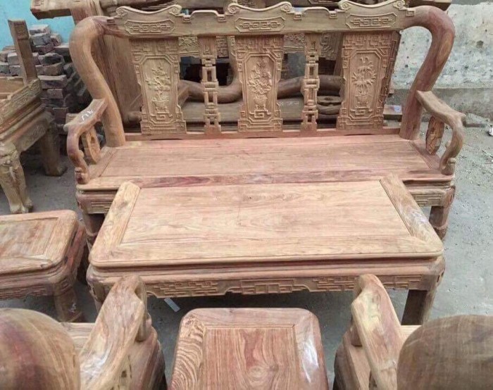 Bộ bàn ghế phòng khách minh quốc triện gỗ hương vân11