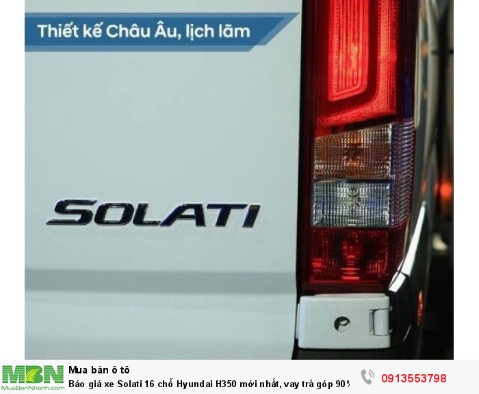 Báo giá xe Solati 16 chỗ Hyundai H350 mới nhất, vay trả góp 90% giao xe toàn miền Trung