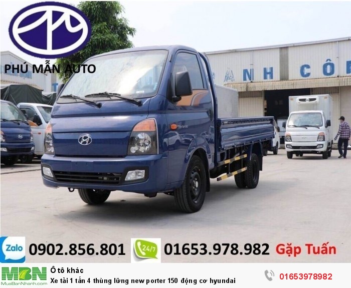 Xe tải 1 tấn 4 thùng lửng New Porter 150 động cơ Hyundai