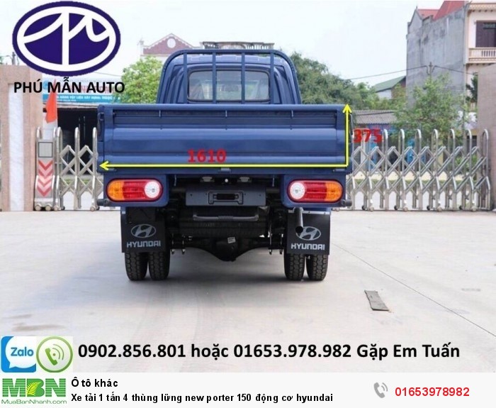 Xe tải 1 tấn 4 thùng lửng New Porter 150 động cơ Hyundai