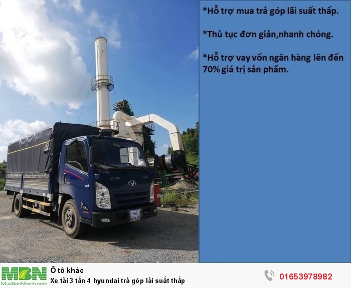 Xe tải 3 tấn 4 Hyundai trả góp lải suất thấp
