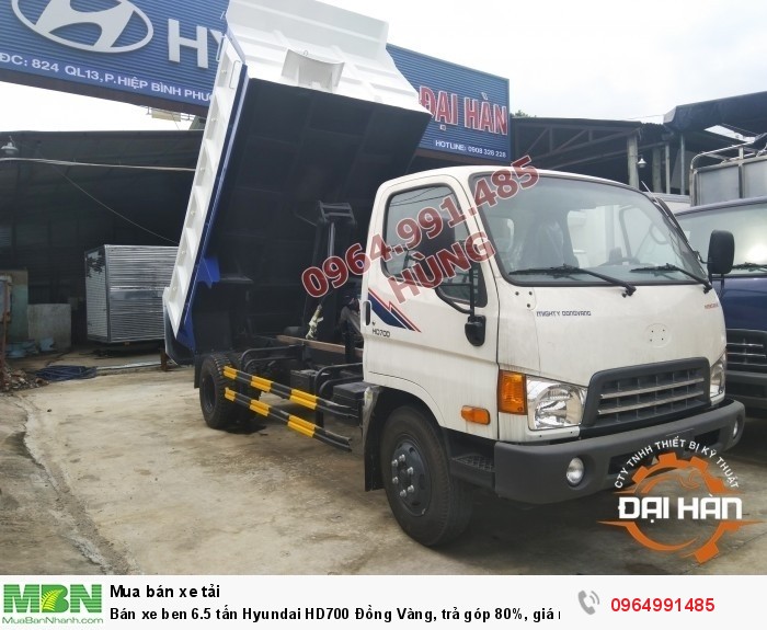 Bán xe Ben 6.5 tấn Hyundai HD700 Đồng Vàng, trả góp 80%, giá rẻ tại TPHCM