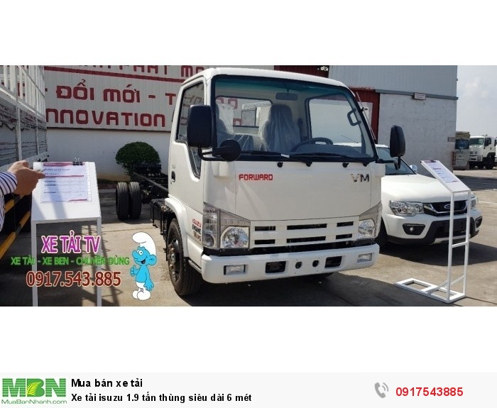 Xe tải Isuzu 1.9 tấn thùng siêu dài 6 mét