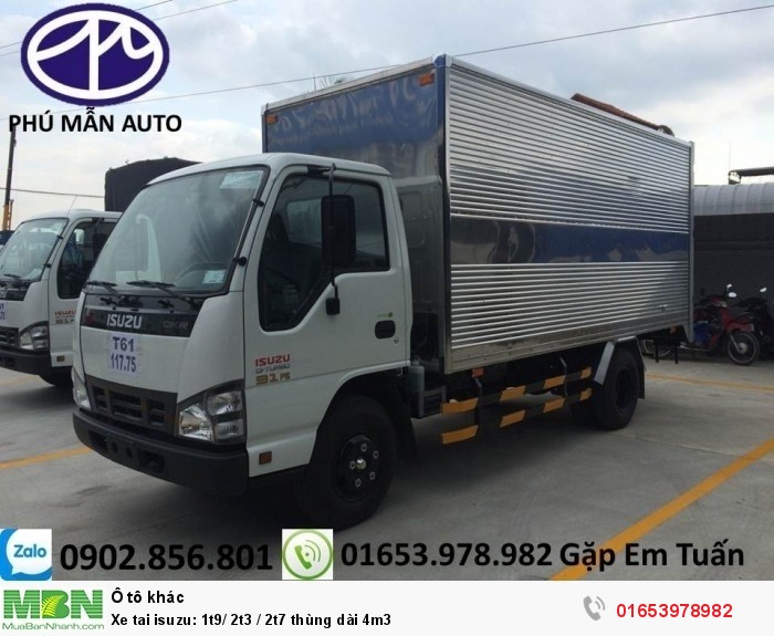 Xe tải Isuzu: 1t9/ 2t3 / 2t7 thùng dài 4m3