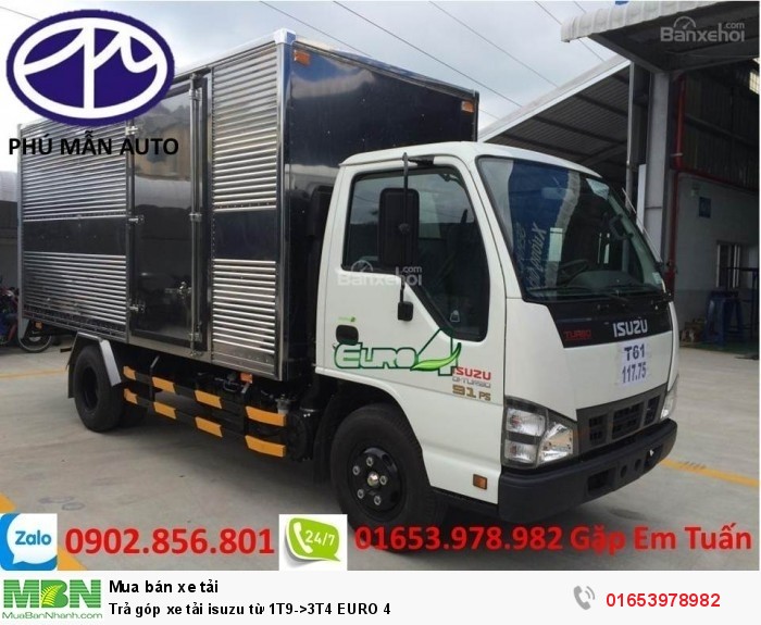 Trả góp xe tải isuzu từ 1T9->3T4 EURO 4