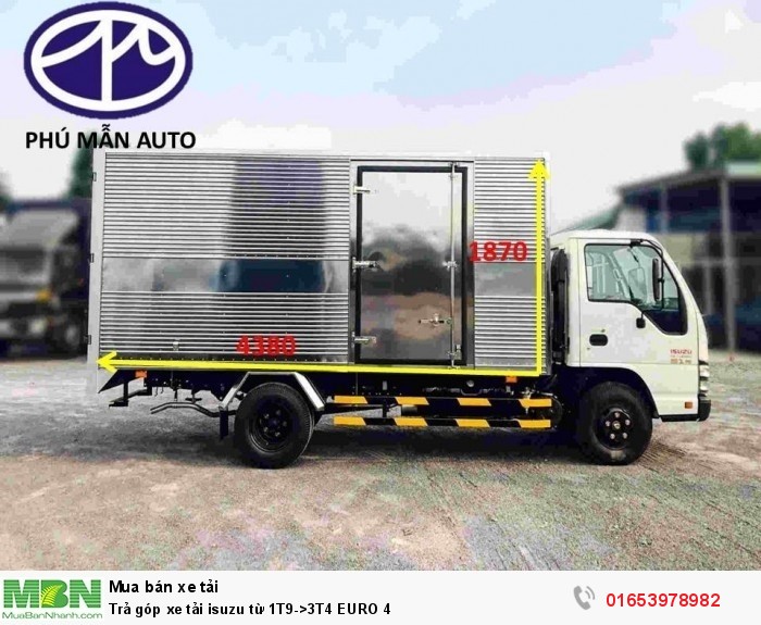 Trả góp xe tải isuzu từ 1T9->3T4 EURO 4