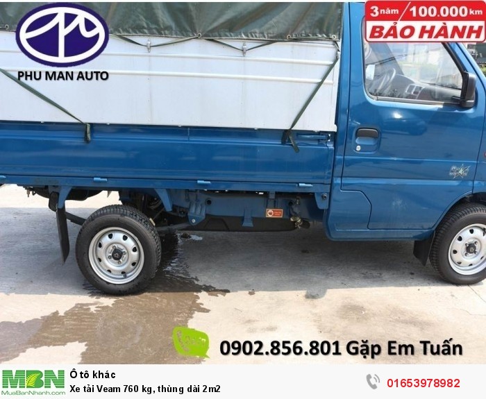 Xe tải Veam 760 kg, thùng dài 2m2