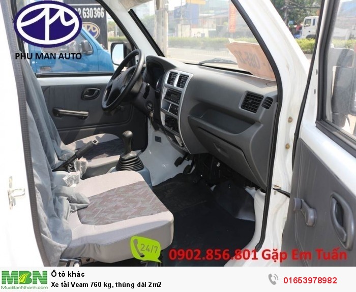 Xe tải Veam 760 kg, thùng dài 2m2