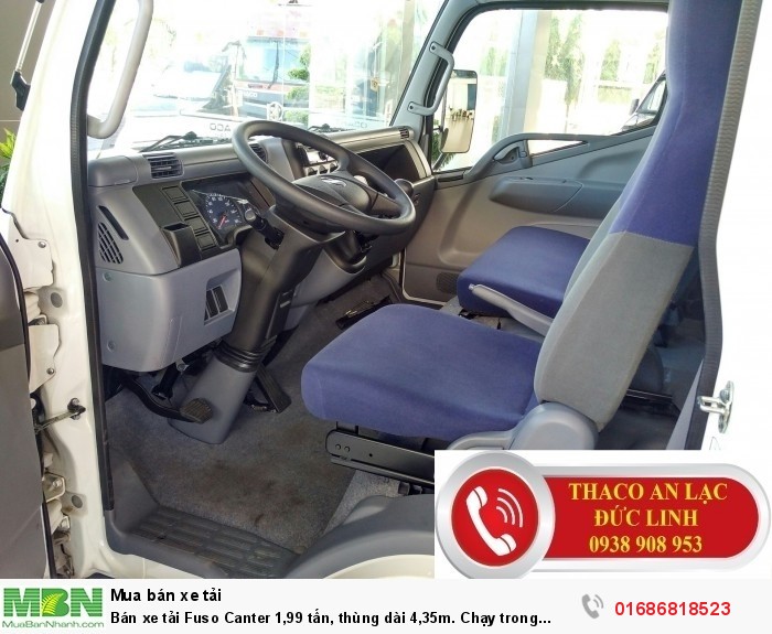 Bán xe tải Fuso Canter 1,99 tấn, thùng dài 4,35m. Chạy trong thành phố