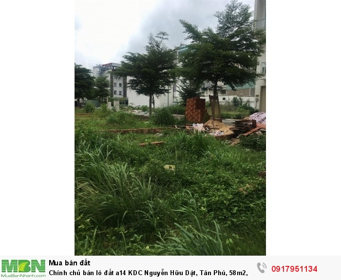 Chính chủ bán lô đất a14 KDC Nguyễn Hữu Dật, Tân Phú, 58m2, sổ hồng riêng.