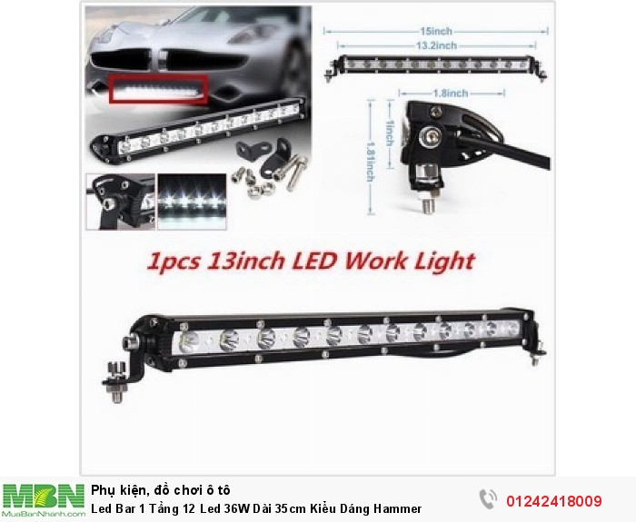 Led Bar 1 Tầng 12 Led 36W Dài 35cm Kiểu Dáng Hammer