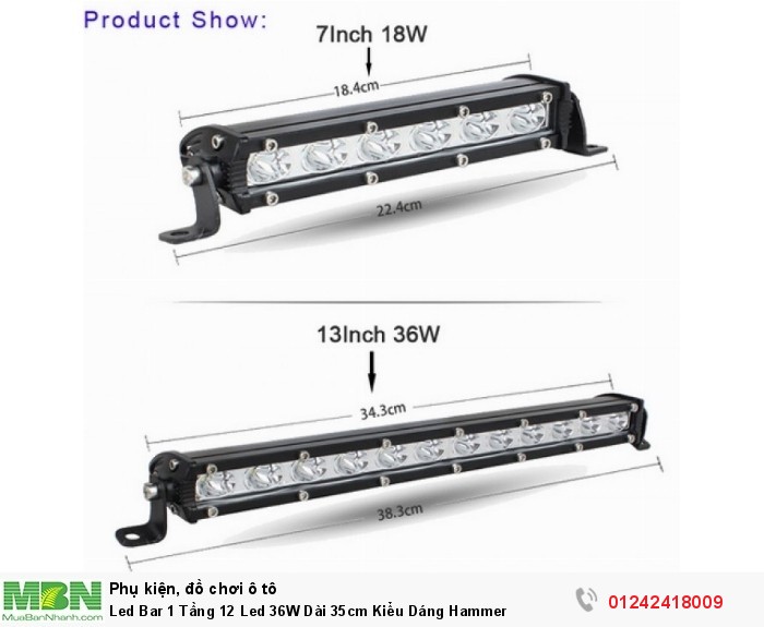 Led Bar 1 Tầng 12 Led 36W Dài 35cm Kiểu Dáng Hammer
