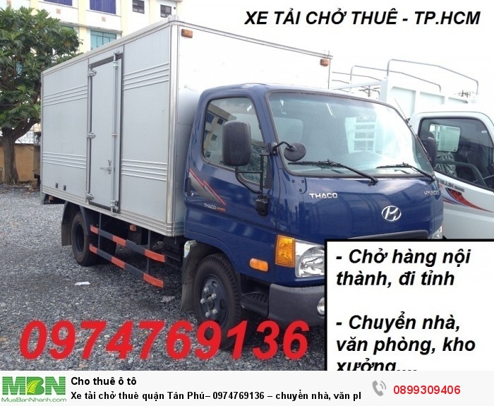 Xe tải chở thuê quận Tân Phú–  chuyển nhà, văn phòng giá rẻ