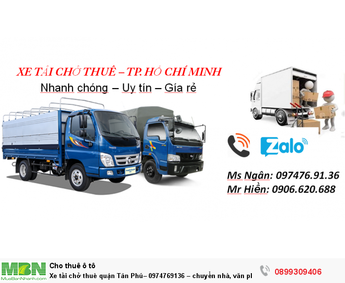 Xe tải chở thuê quận Tân Phú–  chuyển nhà, văn phòng giá rẻ