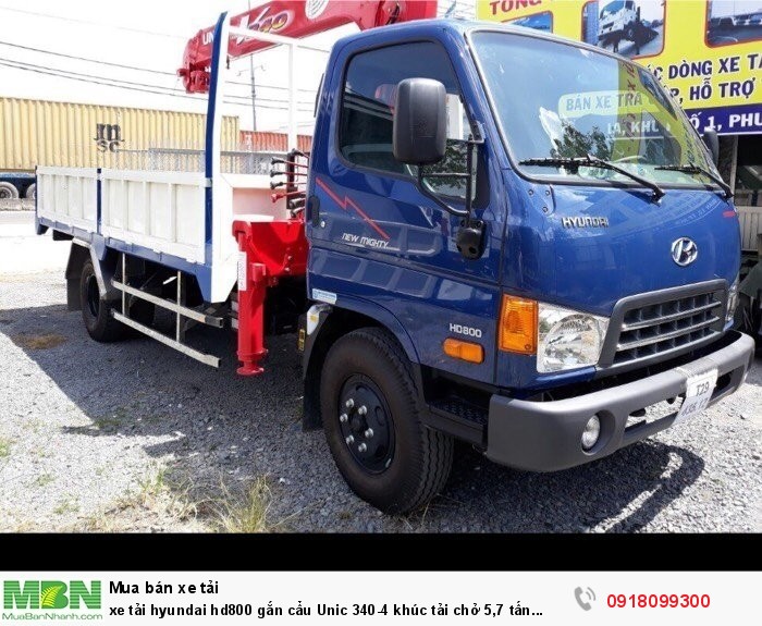 Xe tải Hyundai hd800 gắn cẩu Unic 340-4 khúc tải chở 5,7 tấn thùng 4,4 mét lọt lòng