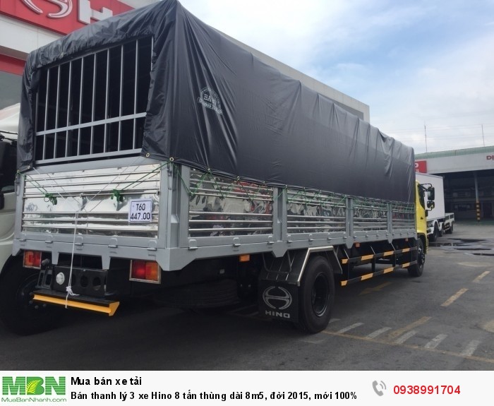 Bán thanh lý 3 xe Hino 8 tấn thùng dài 8m5, đời 2015, mới 100%