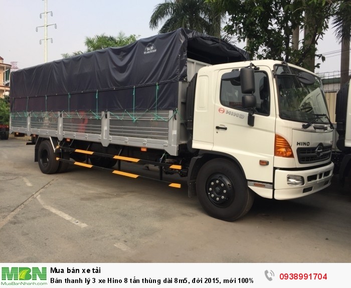 Bán thanh lý 3 xe Hino 8 tấn thùng dài 8m5, đời 2015, mới 100%
