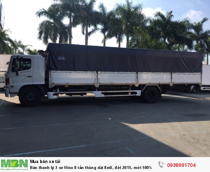 Bán thanh lý 3 xe Hino 8 tấn thùng dài 8m5, đời 2015, mới 100%