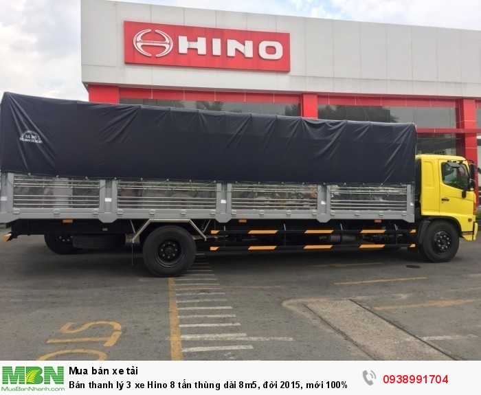 Bán thanh lý 3 xe Hino 8 tấn thùng dài 8m5, đời 2015, mới 100%