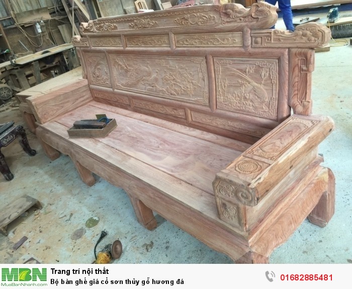 Bộ bàn ghế giá cổ phù dung gỗ hương đá6