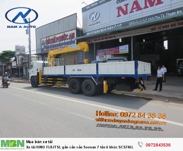 Xe tải HINO FL8JTSL gắn cần cẩu Soosan 7 tấn 6 khúc SCS746L