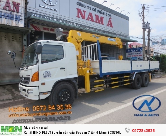 Xe tải HINO FL8JTSL gắn cần cẩu Soosan 7 tấn 6 khúc SCS746L