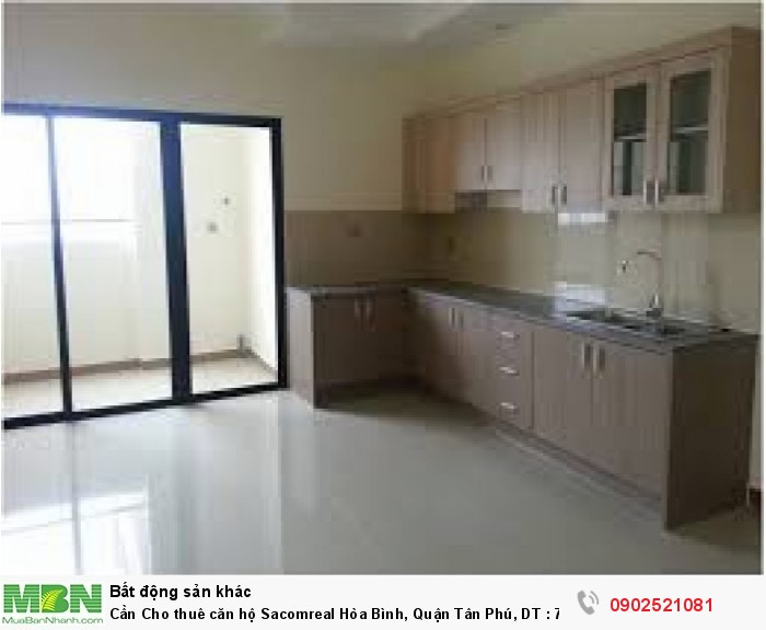Cần Cho thuê căn hộ Sacomreal Hòa Bình, Quận Tân Phú, DT : 75 m2, 2PN tầng Cao, Thoáng mát