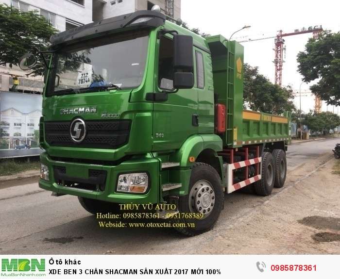 Xe Ben 3 Chân Shacman Đáy 8 Thành 6 Sacxi 2 Lớp 8+8 Sản Xuất 2017 Mới 100%