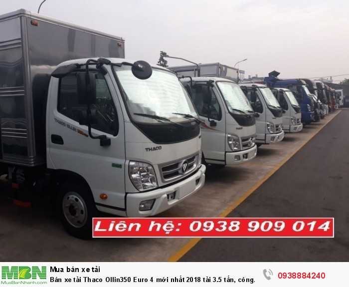 Bán xe tải Thaco Ollin350 Euro 4 mới nhất 2018 tải 3.5 tấn, công nghệ Isuzu thùng 4.3 m tại Tiền Giang, Long An, Bến Tre
