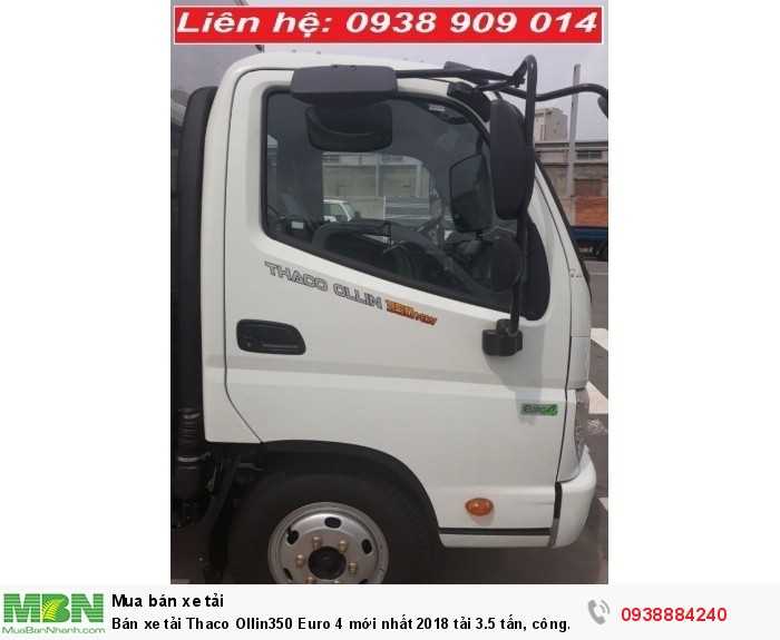 Bán xe tải Thaco Ollin350 Euro 4 mới nhất 2018 tải 3.5 tấn, công nghệ Isuzu thùng 4.3 m tại Tiền Giang, Long An, Bến Tre