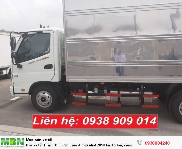Bán xe tải Thaco Ollin350 Euro 4 mới nhất 2018 tải 3.5 tấn, công nghệ Isuzu thùng 4.3 m tại Tiền Giang, Long An, Bến Tre