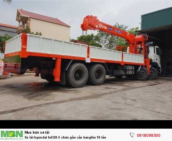 Xe tải hyundai hd320 4 chân gắn cẩu kanglim 10 tấn