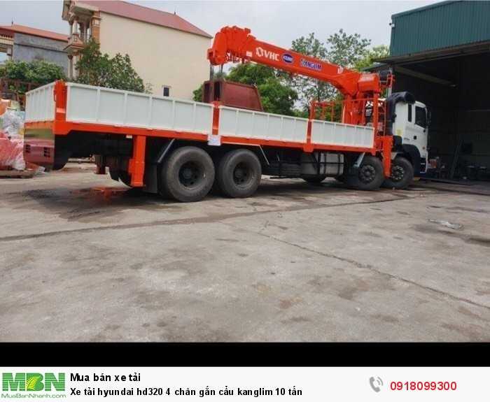 Xe tải hyundai hd320 4 chân gắn cẩu kanglim 10 tấn