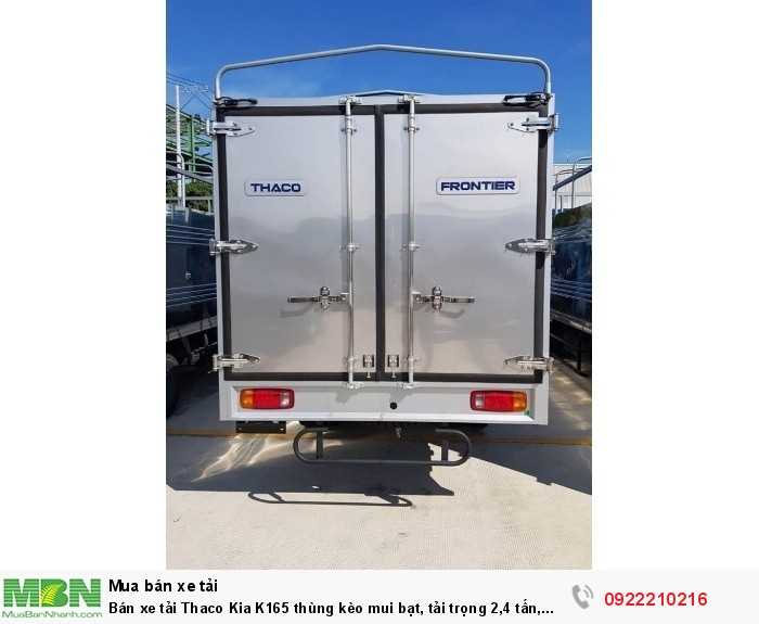 Bán xe tải Thaco Kia K165 thùng kèo mui bạt, tải trọng 2,4 tấn, xe mới 100%. Hỗ trợ vay trả góp.