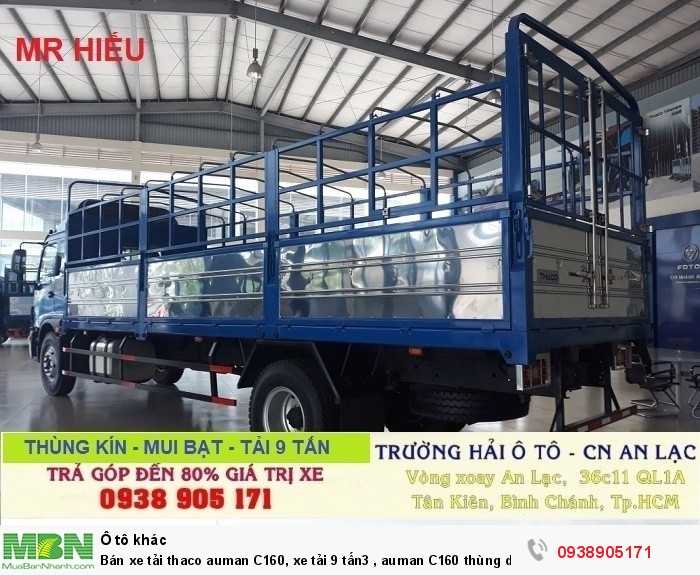 Bán xe tải Thaco Auman C160, xe tải 9 tấn3 , Auman C160 thùng dài 7m4 , trả góp giá rẻ