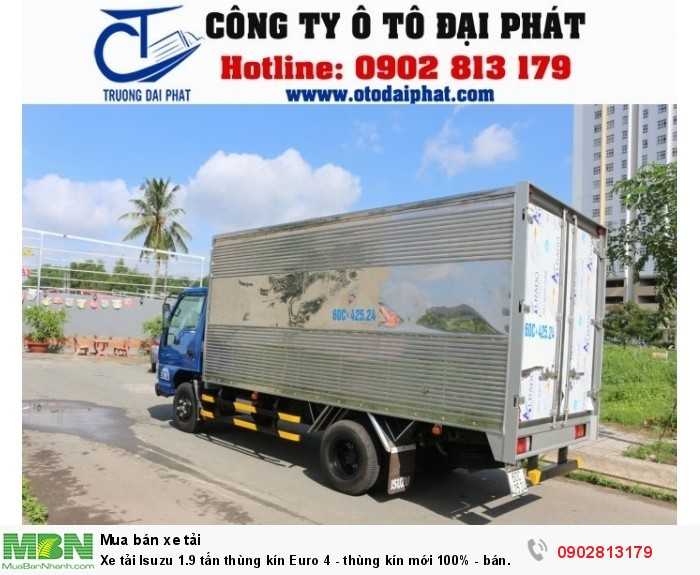 Xe tải Isuzu 1.9 tấn thùng kín Euro 4 - thùng kín mới 100% - bán xe trả góp 80% giá trị xe
